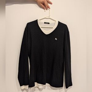 Burberry Black and White V-Neck Sweater